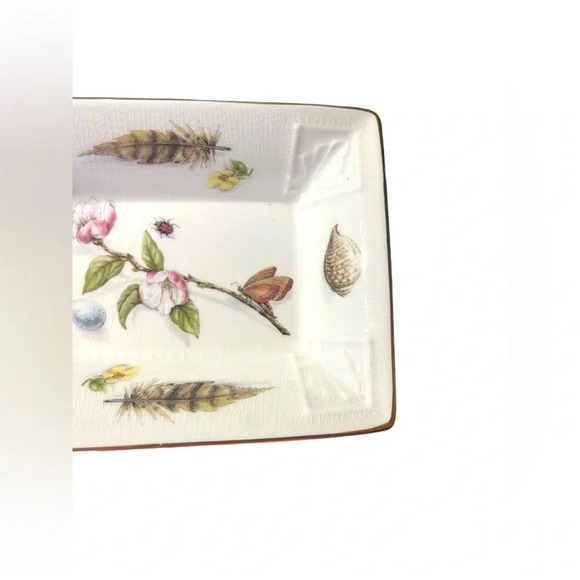 Aynsley Little Switzerland Porcelain Trinket Dish Botanical Feather Ladybug - Picture 3 of 9